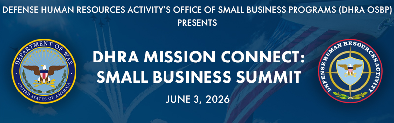 Blue Banner with Summit Information along with DoW and DHRA Logos 